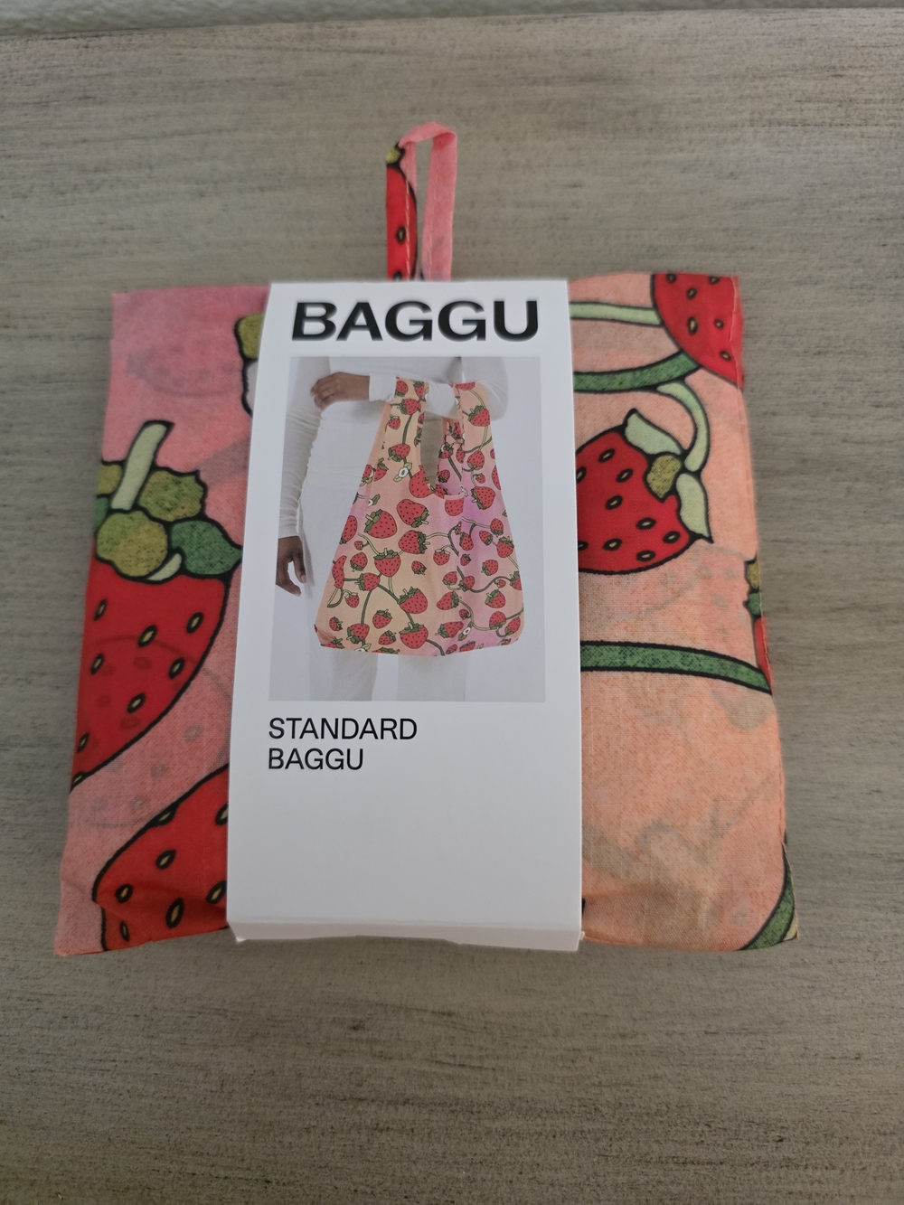 BAGGU Tote Bag - Pink Strawberry Print